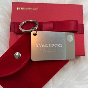 Authentic Starbucks sterling silver card keychain